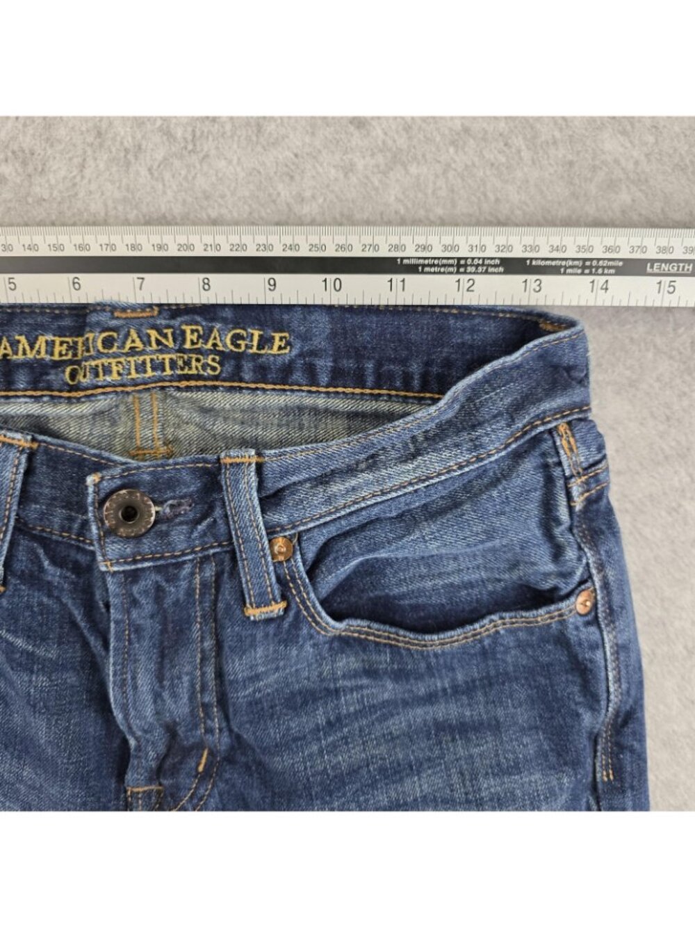American Eagle Outfitters AEO Jeans Mens 28x30 Blue Slim Straight Denim Pockets - Picture 6 of 10